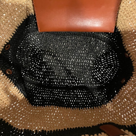 NWT Lauren Ralph Lauren Striped Straw Medium Daphney Tote Bag - Picture 5 of 11